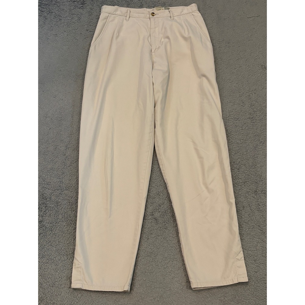 Eddie Bauer Vintage Pleated Chino Pants Womens 12 Beige Cotton High Rise Khaki